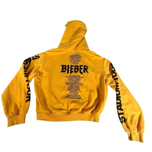 Divided by H&M Justin Bieber Stadium Tour Womens Yellow Black Hoodie Size Medium - Picture 10 of 13